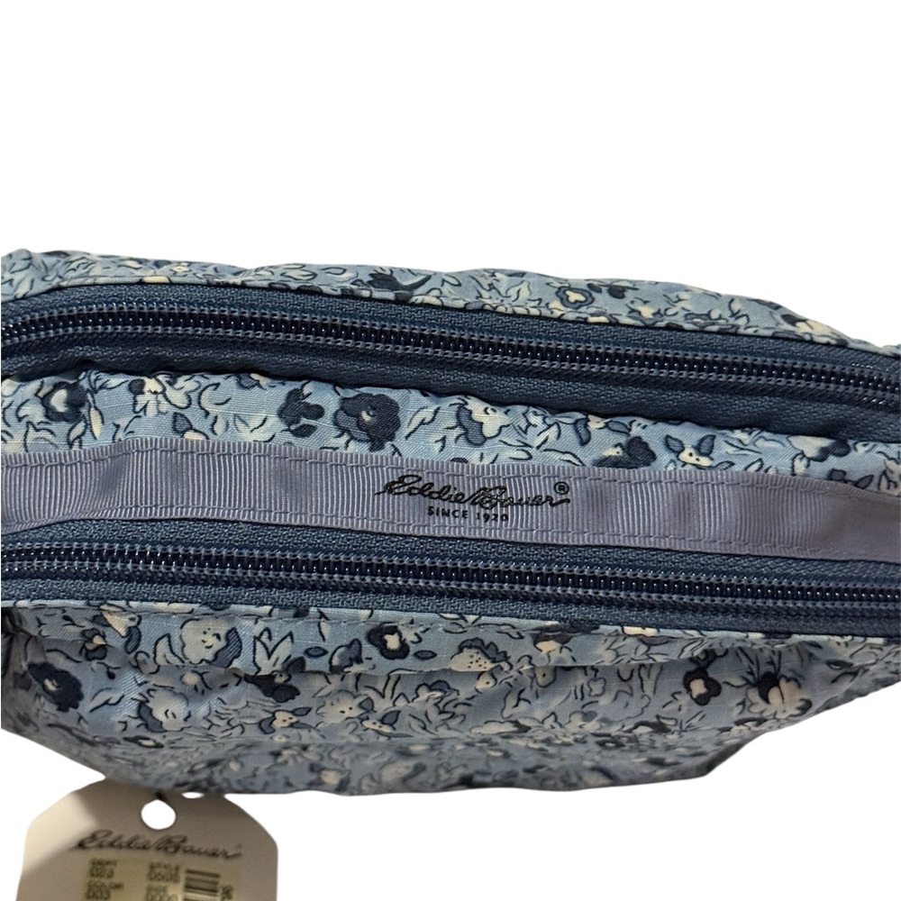 Eddie Bauer Blue Floral Double Zip Cosmetic Bag NWT - Picture 3 of 8